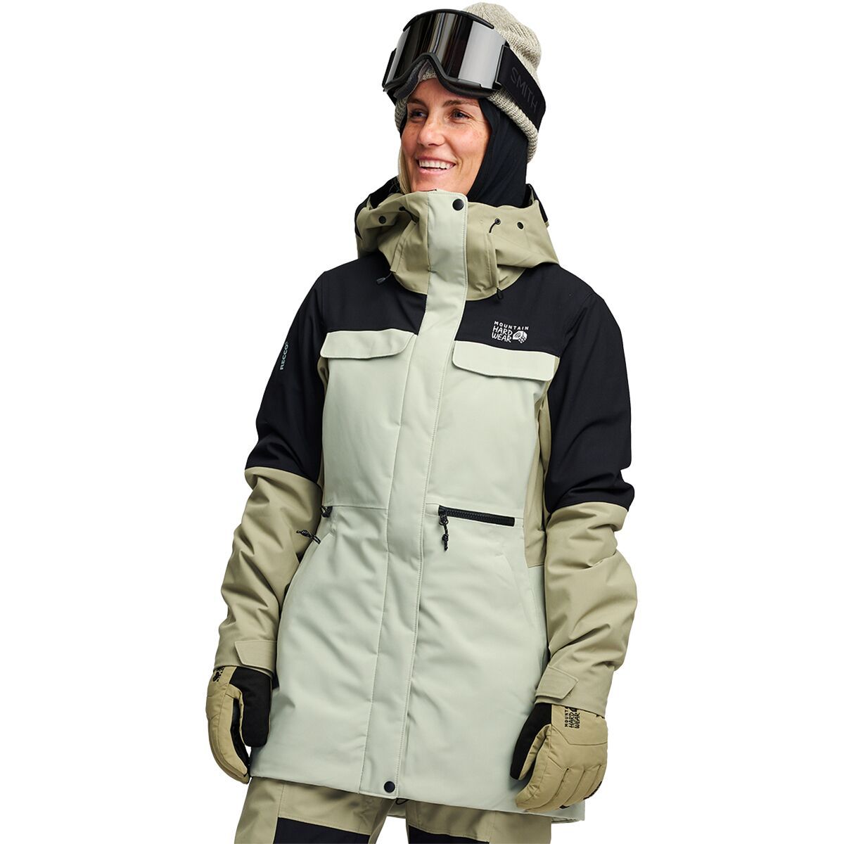 Image of Mountain Hardwear Powder Maven Parka - Women's White Sage/Mantis Green/Black, XL