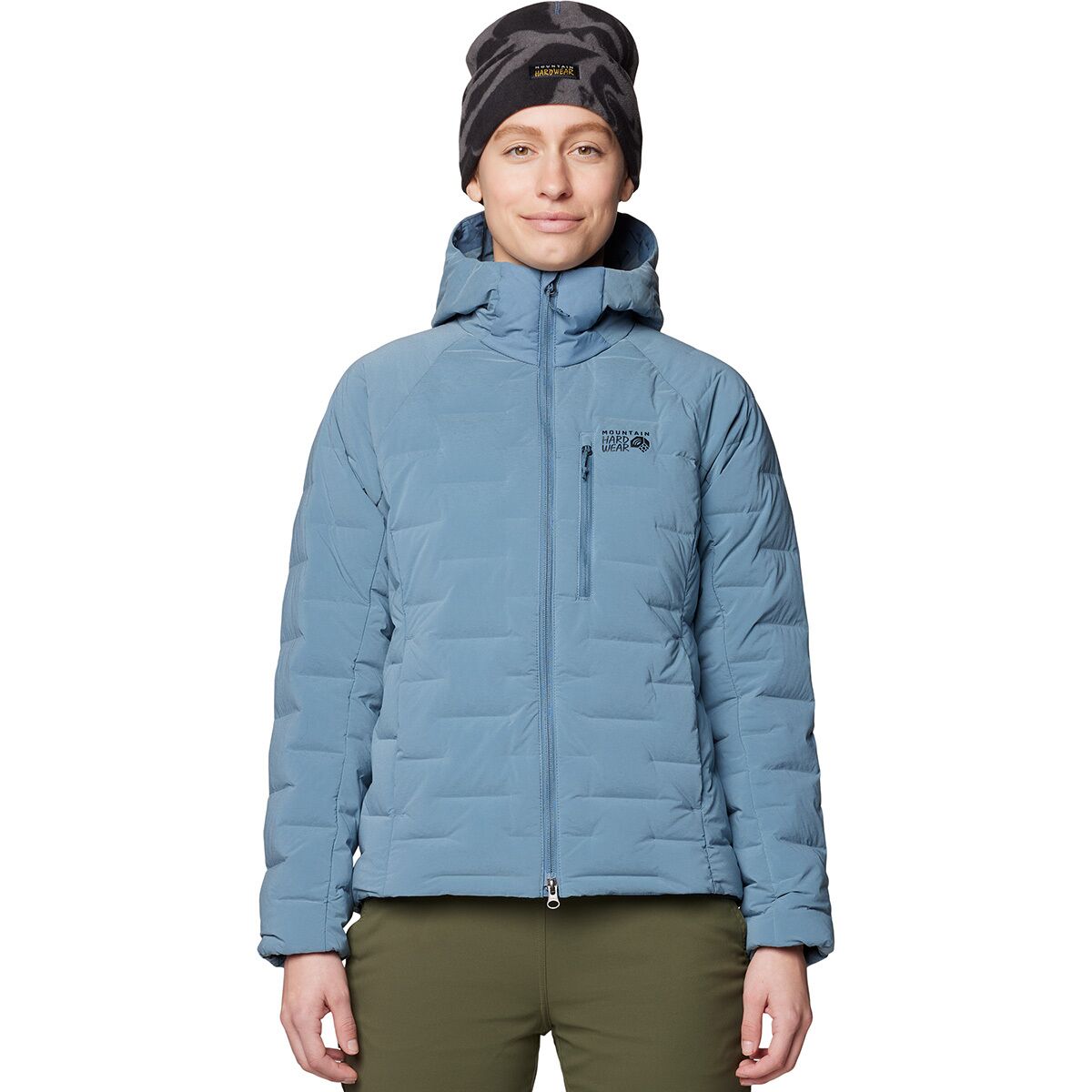 Image of Mountain Hardwear Stretchdown Hooded Jacket - Women's Adriatic Blue Heather, L