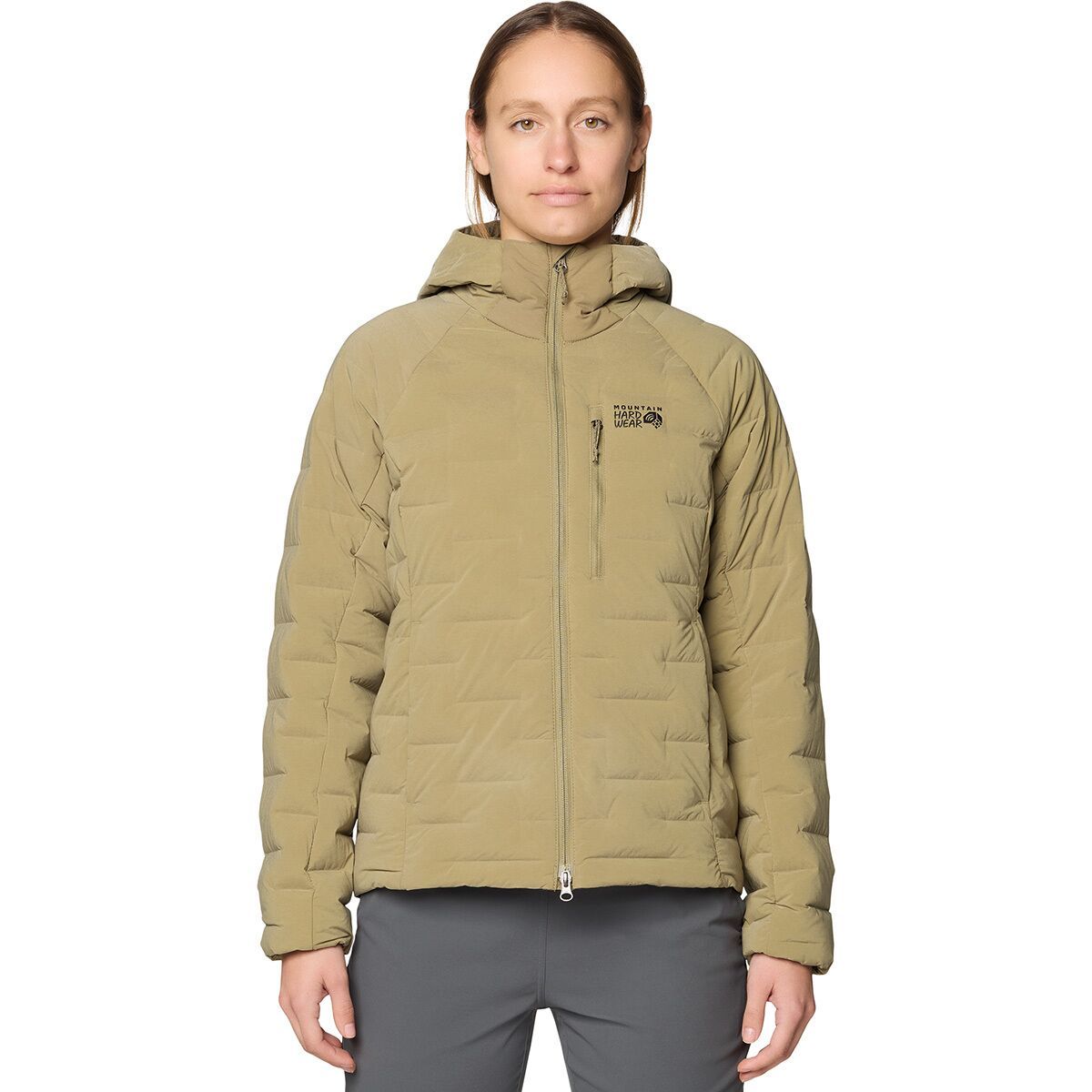 Image of Mountain Hardwear Stretchdown Hooded Jacket - Women's Landslide Heather, S