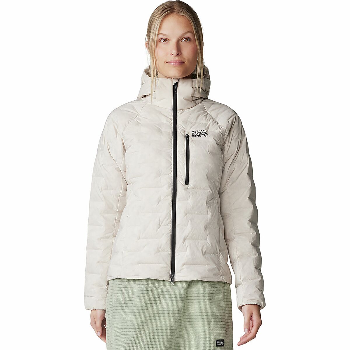 Image of Mountain Hardwear Stretchdown Hooded Jacket - Women's Talc, L