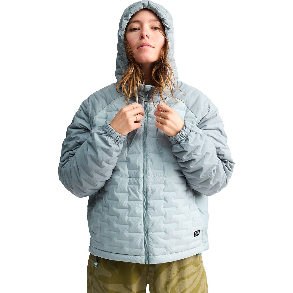 Image of Mountain Hardwear Stretchdown Light Full-Zip Hooded Jacket - Women's Ice Shadow/Blue Sage, S
