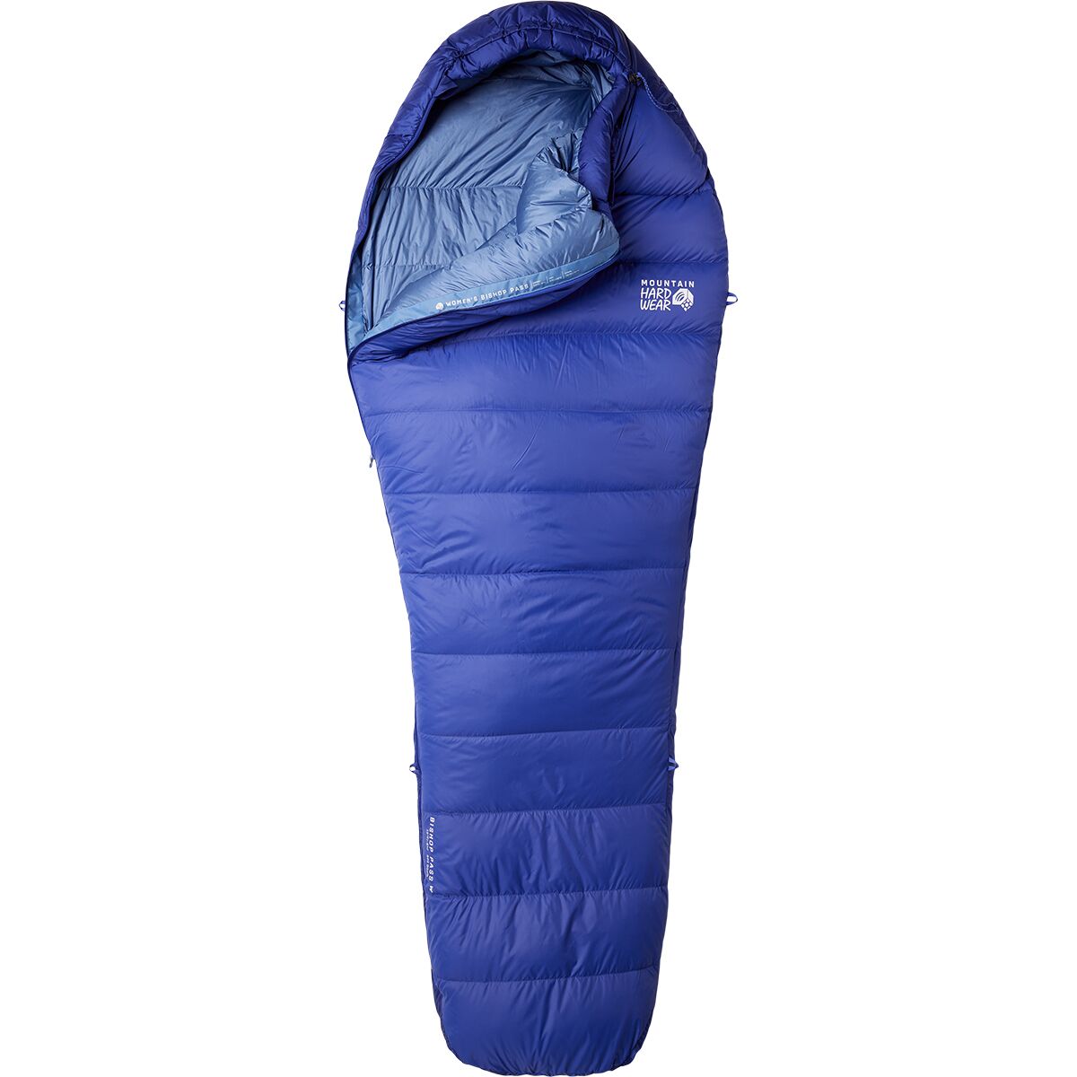 Image of Mountain Hardwear Bishop Pass Sleeping Bag: 15F Down - Women's Blue Print, Long/Right Zip