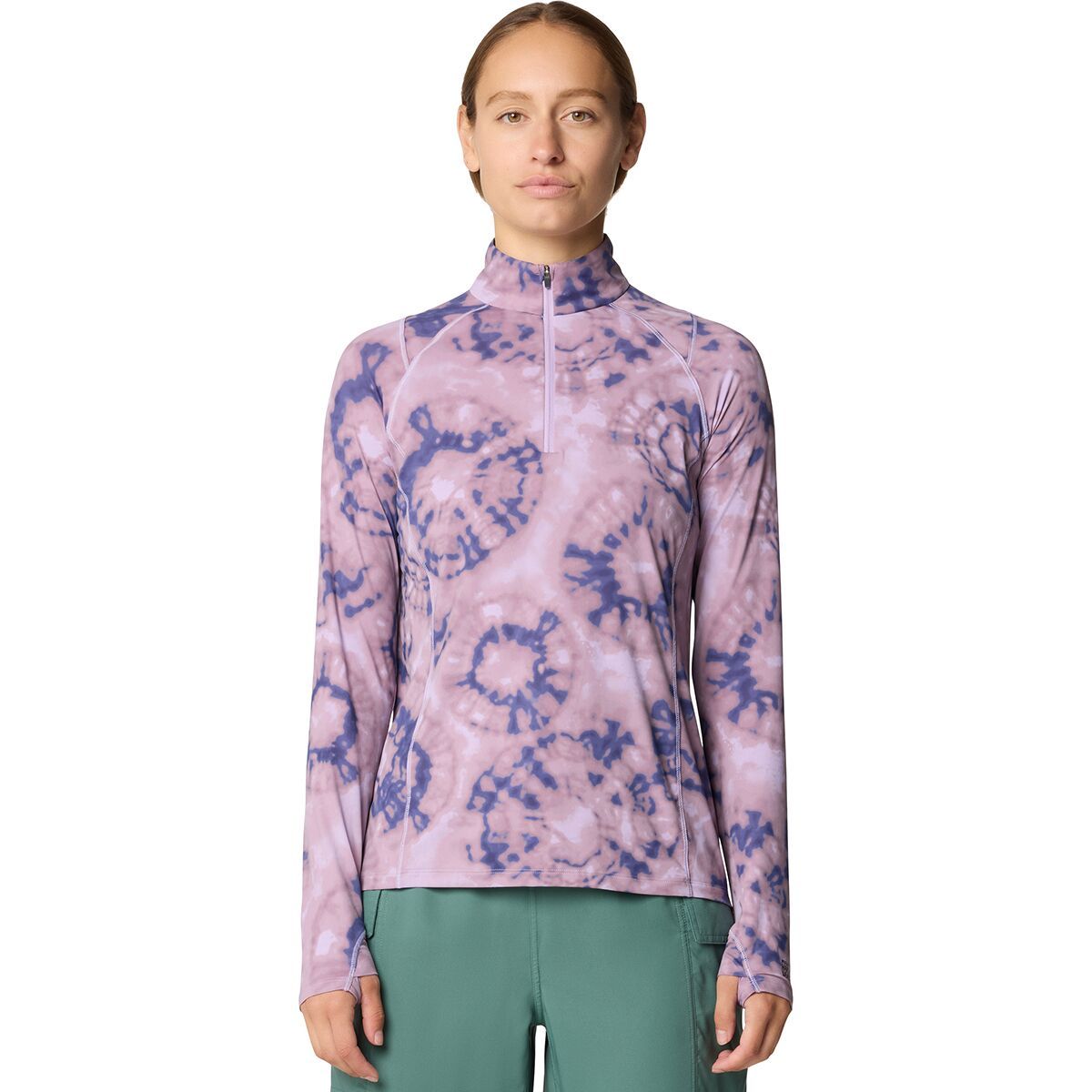 Image of Mountain Hardwear Crater Lake Half-Zip Top - Women's Wisteria Spore Dye Print, L