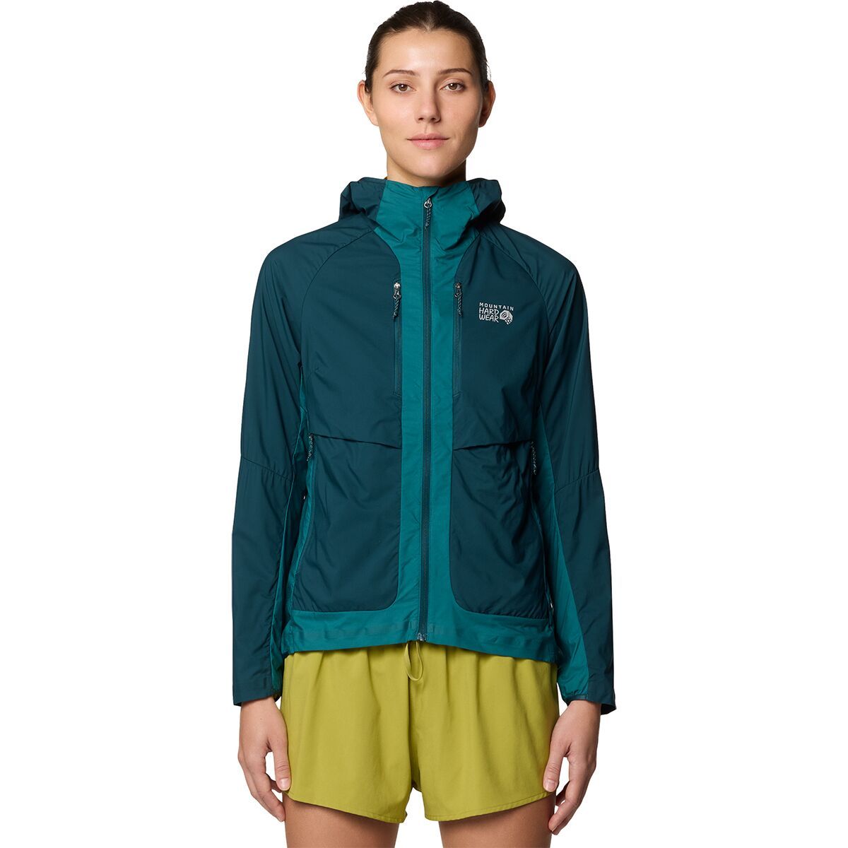 Image of Mountain Hardwear Kor AirShell Hybrid Hooded Jacket - Women's Dark Marsh/Jack Pine, S