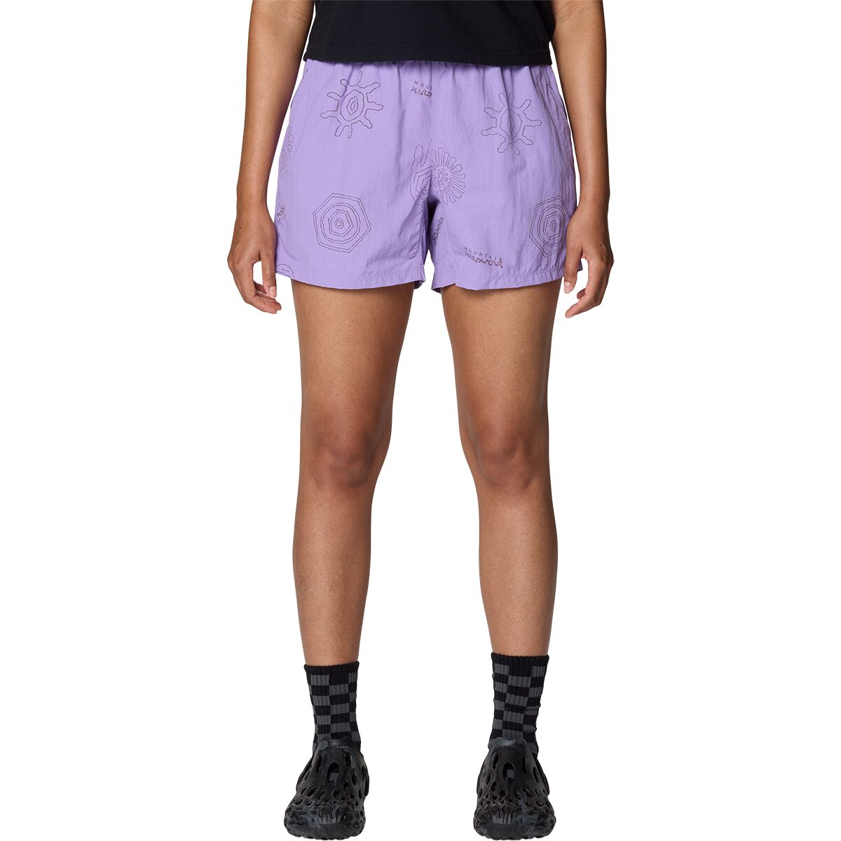 Image of Mountain Hardwear Stryder 5in Short - Women's Harbor Violet Screens Print, XS