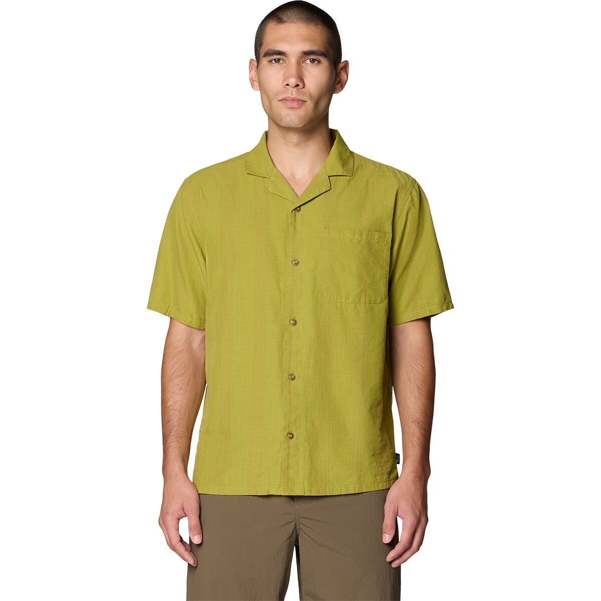 Image of Mountain Hardwear Cottonwood Camp Lite Short-Sleeve Shirt - Mens' Bright Fatigue Strata Stripe, L