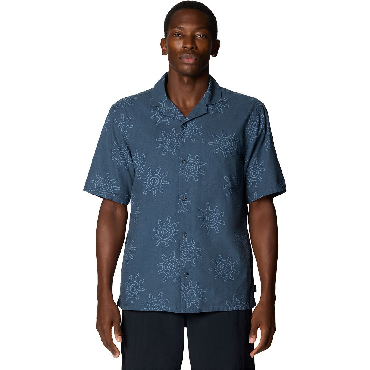 Image of Mountain Hardwear Cottonwood Camp Lite Short-Sleeve Shirt - Mens' Moon Blue Suns Print, L