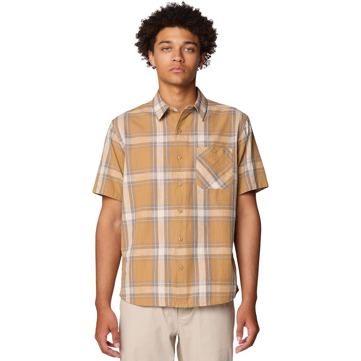 Image of Mountain Hardwear Cottonwood Lite Short-Sleeve Shirt - Men's Buck Convoy Plaid, L