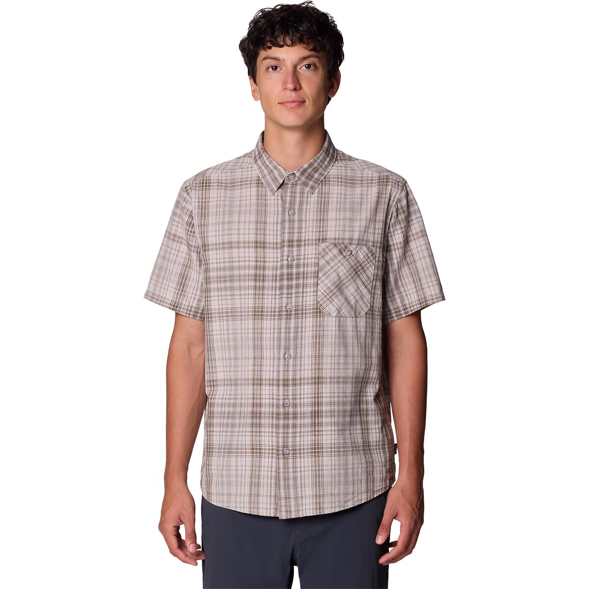 Image of Mountain Hardwear Cottonwood Lite Short-Sleeve Shirt - Men's City Fog Friction Plaid, S