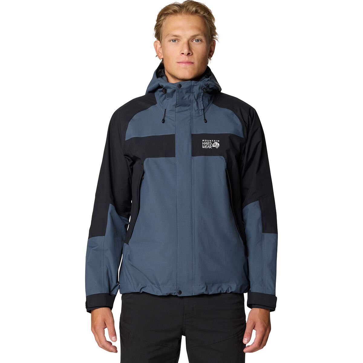 Image of Mountain Hardwear Dry Times Hooded Jacket - Men's Moon Blue/Black, L