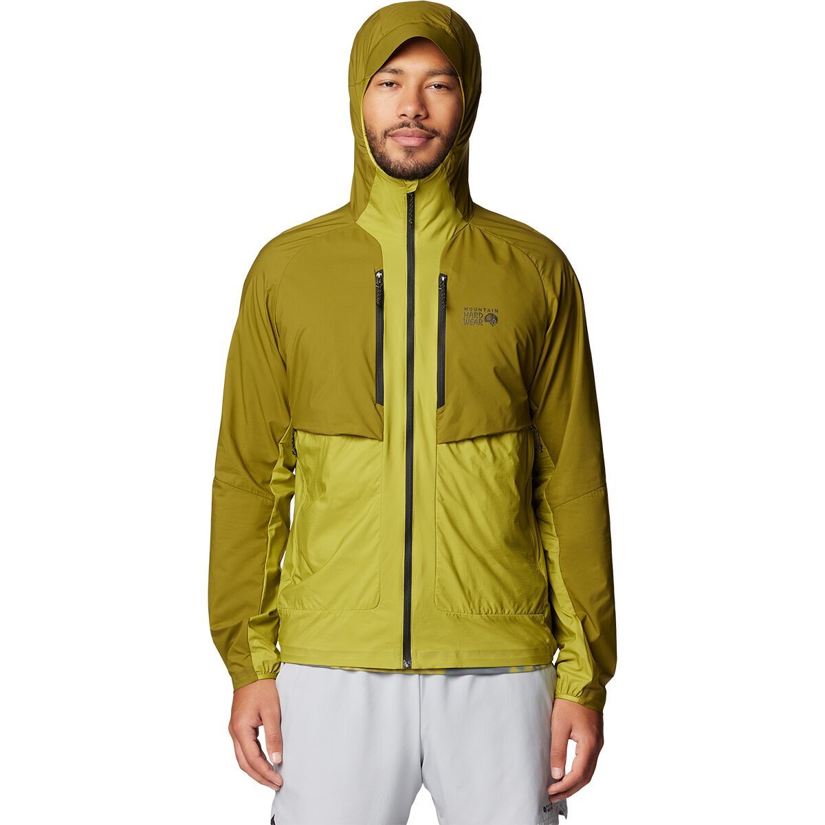 Image of Mountain Hardwear Kor AirShell Hybrid Hooded Jacket - Men's Vetiver/Moon Moss, L
