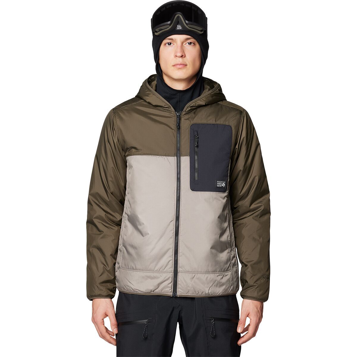 Image of Mountain Hardwear Apres Pro Insulated Hooded Jacket - Men's Dunes/Ridgeline/Black, S