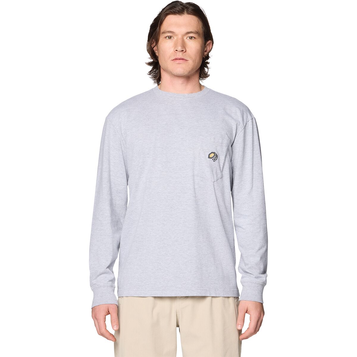 Image of Mountain Hardwear MHW Logo Pocket Relaxed Long-Sleeve T-Shirt - Men's Hardwear Grey Heather, S