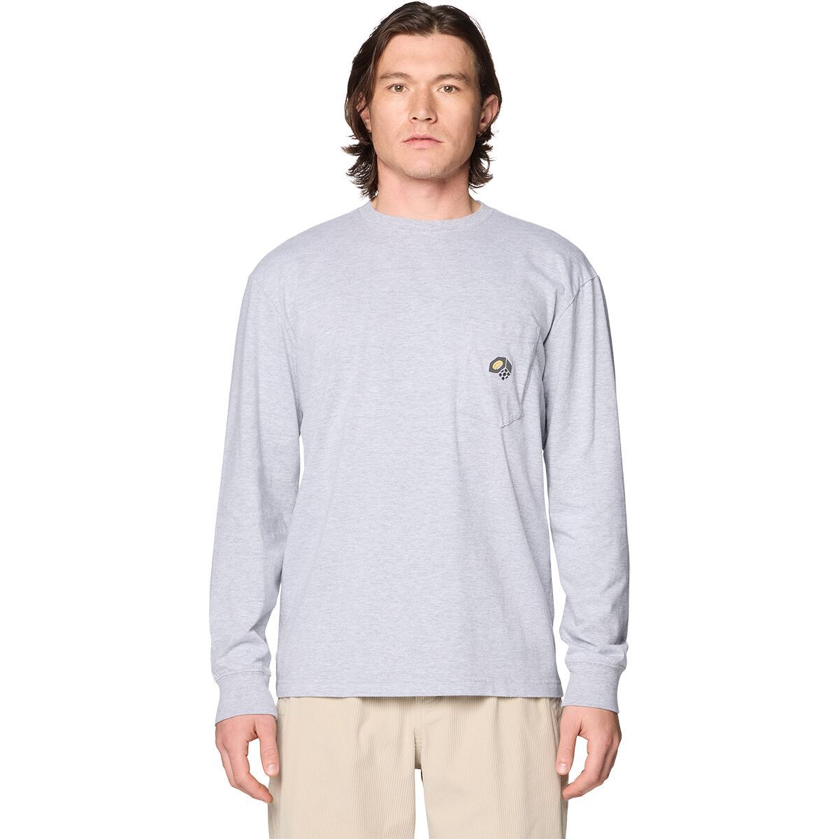 Image of Mountain Hardwear MHW Logo Pocket Relaxed Long-Sleeve T-Shirt - Men's Hardwear Grey Heather, XL
