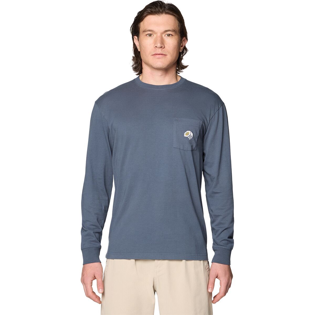 Image of Mountain Hardwear MHW Logo Pocket Relaxed Long-Sleeve T-Shirt - Men's Moon Blue, S