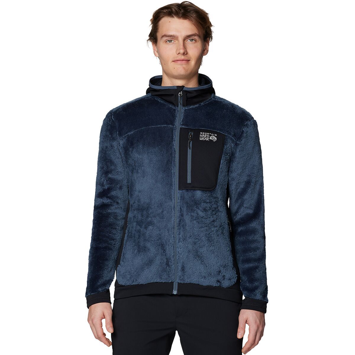 Image of Mountain Hardwear Polartec High Loft Hooded Jacket - Men's Moon Blue/Black, XL