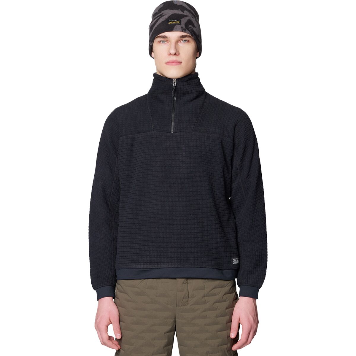 Image of Mountain Hardwear Summit Grid Big Grid 1/2-Zip Pullover - Men's Black, M