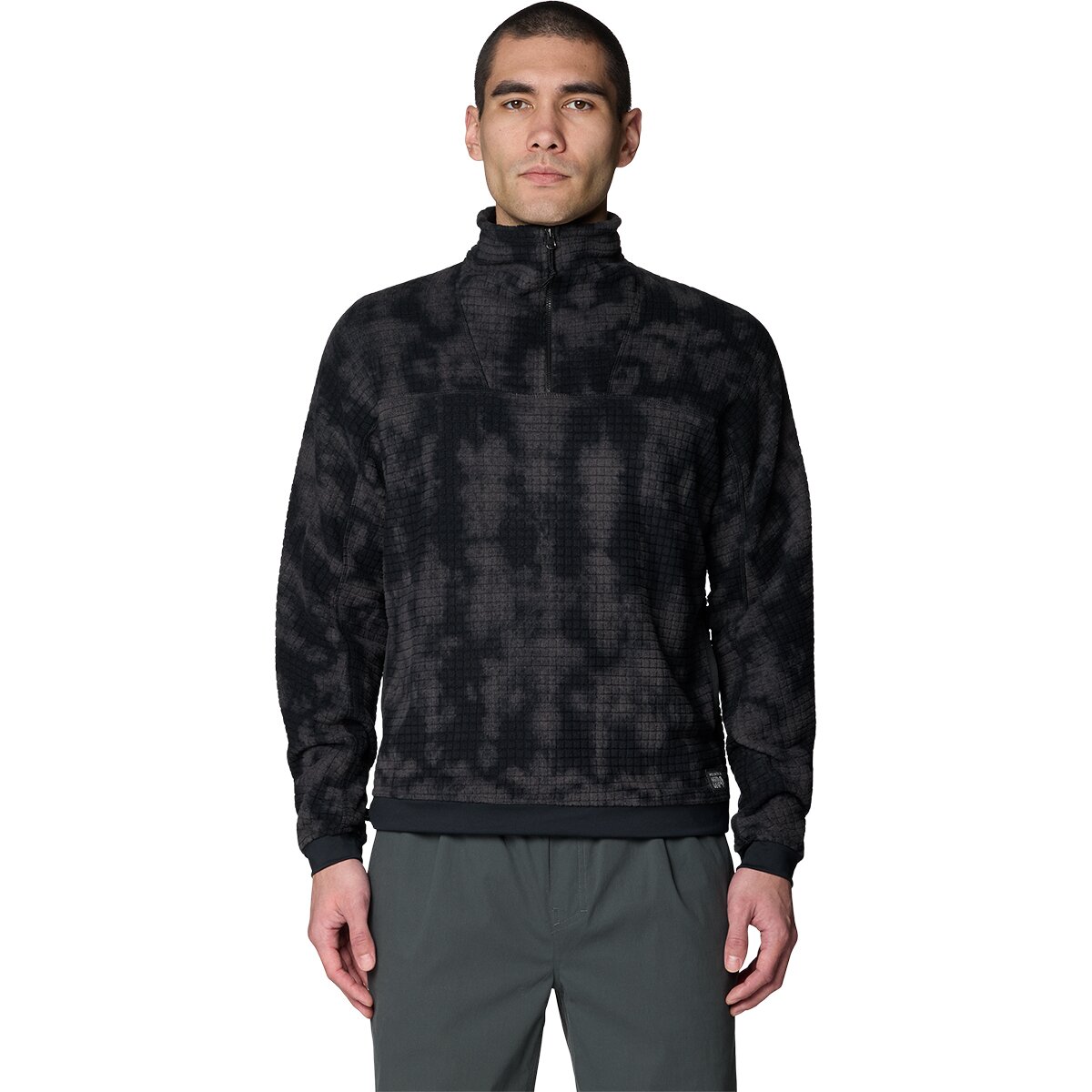 Image of Mountain Hardwear Summit Grid Big Grid 1/2-Zip Pullover - Men's Black Shadowdye Print, M