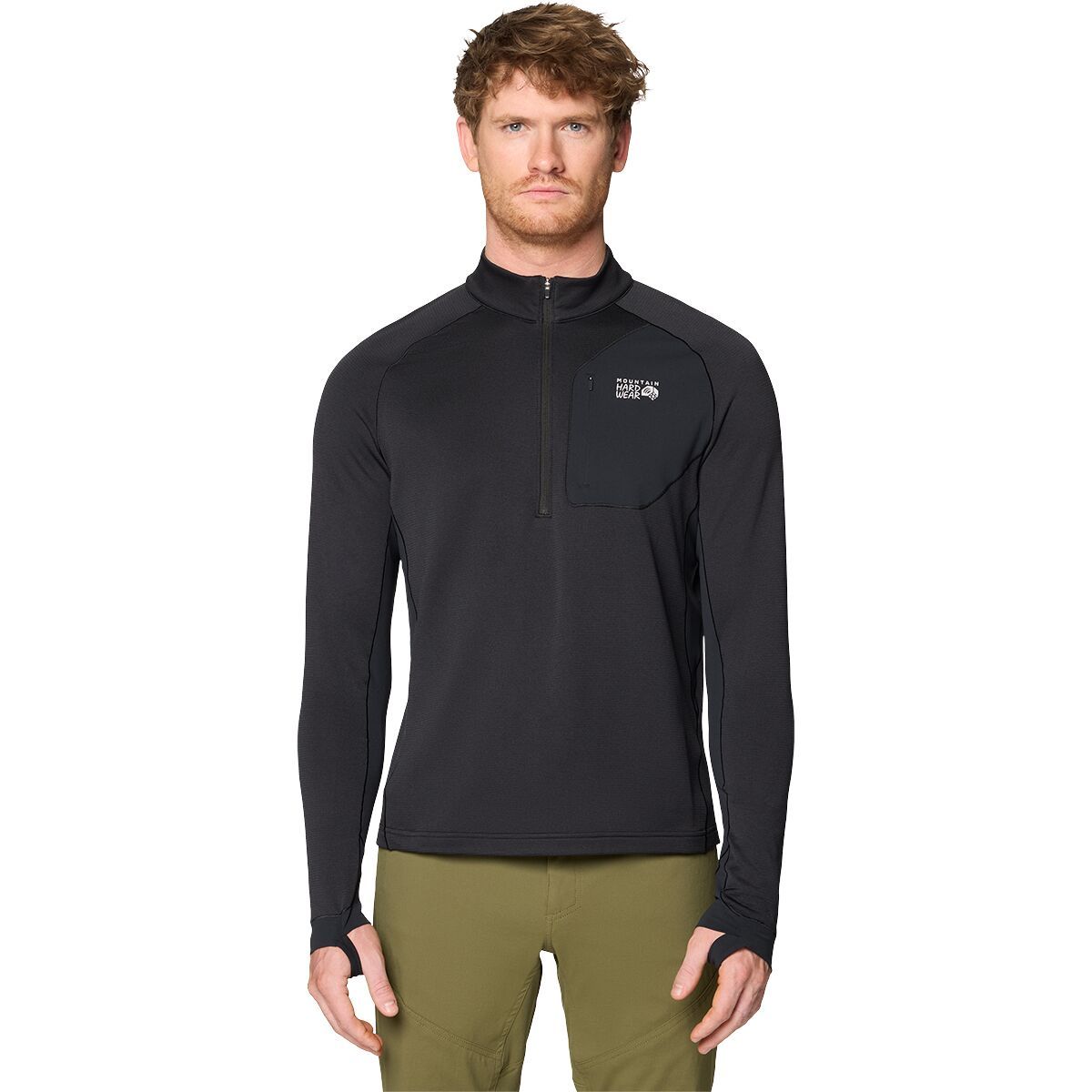 Image of Mountain Hardwear Up First Tech Fleece 1/4-Zip Pullover - Men's Black, L