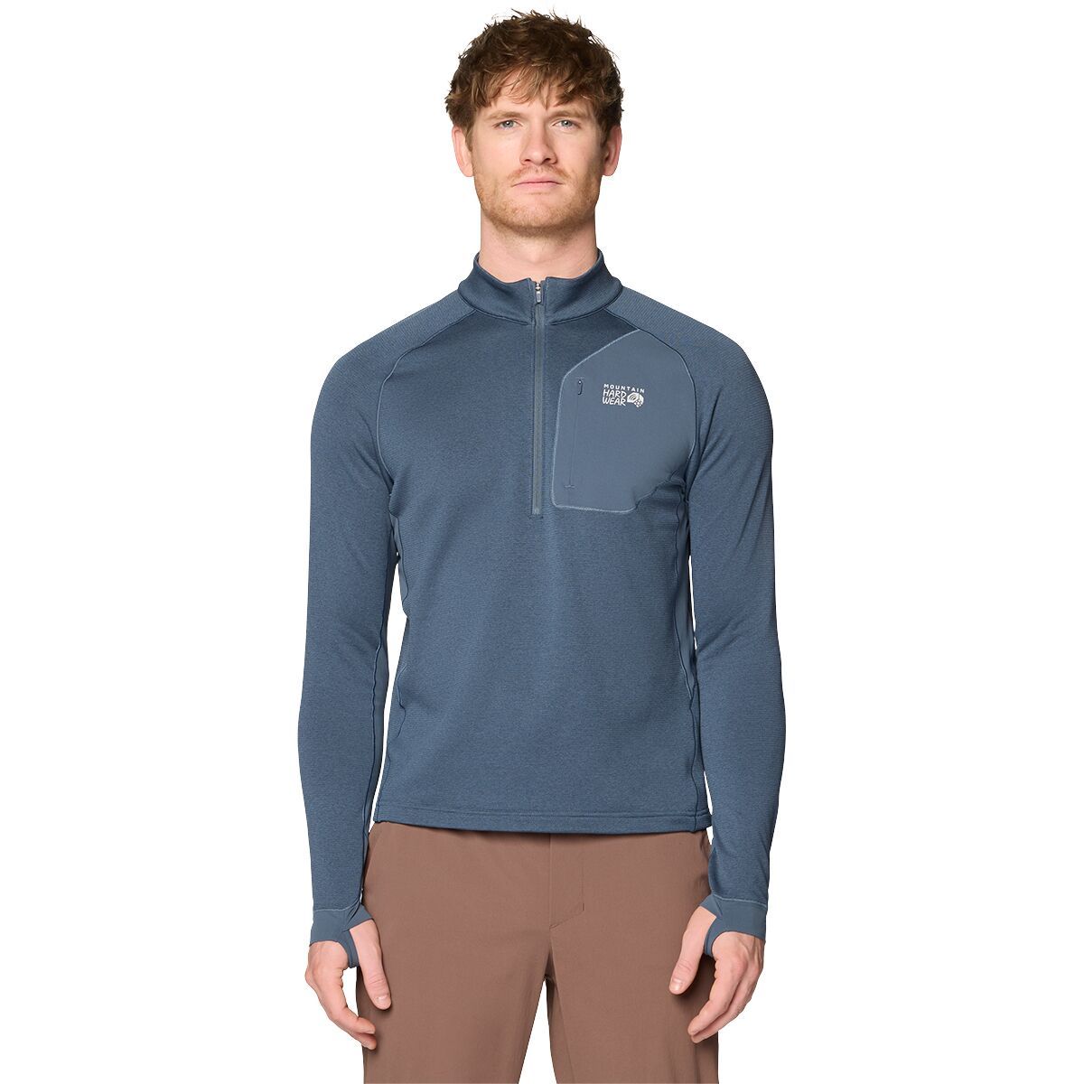 Image of Mountain Hardwear Up First Tech Fleece 1/4-Zip Pullover - Men's Moon Blue Heather, S
