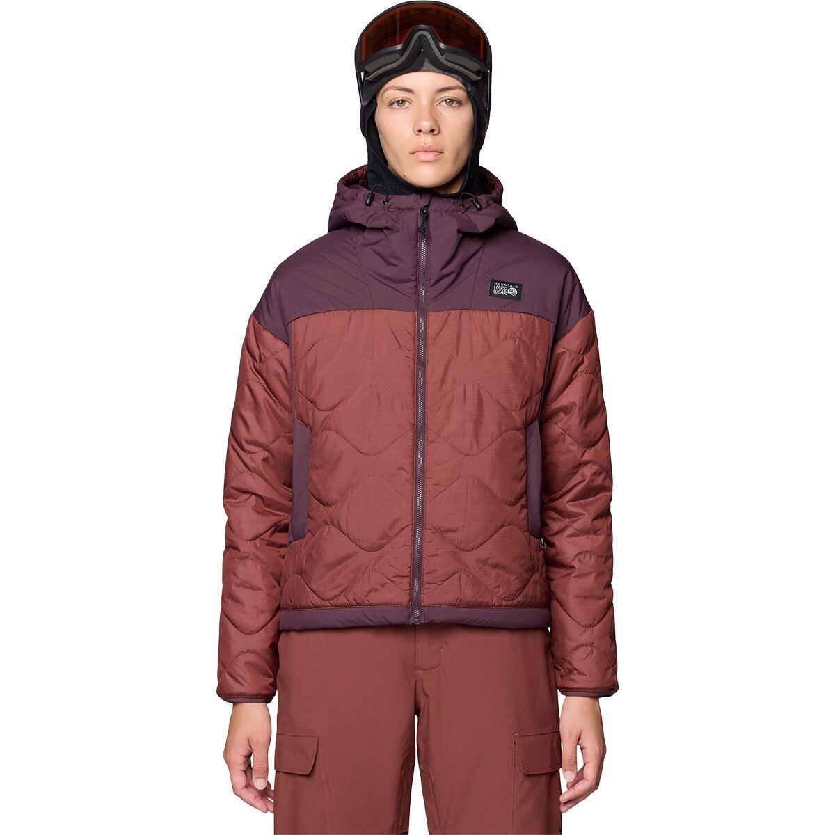 Image of Mountain Hardwear Apres Pro Insulated Hooded Jacket - Women's Bourbon Brown/Blackberry, S