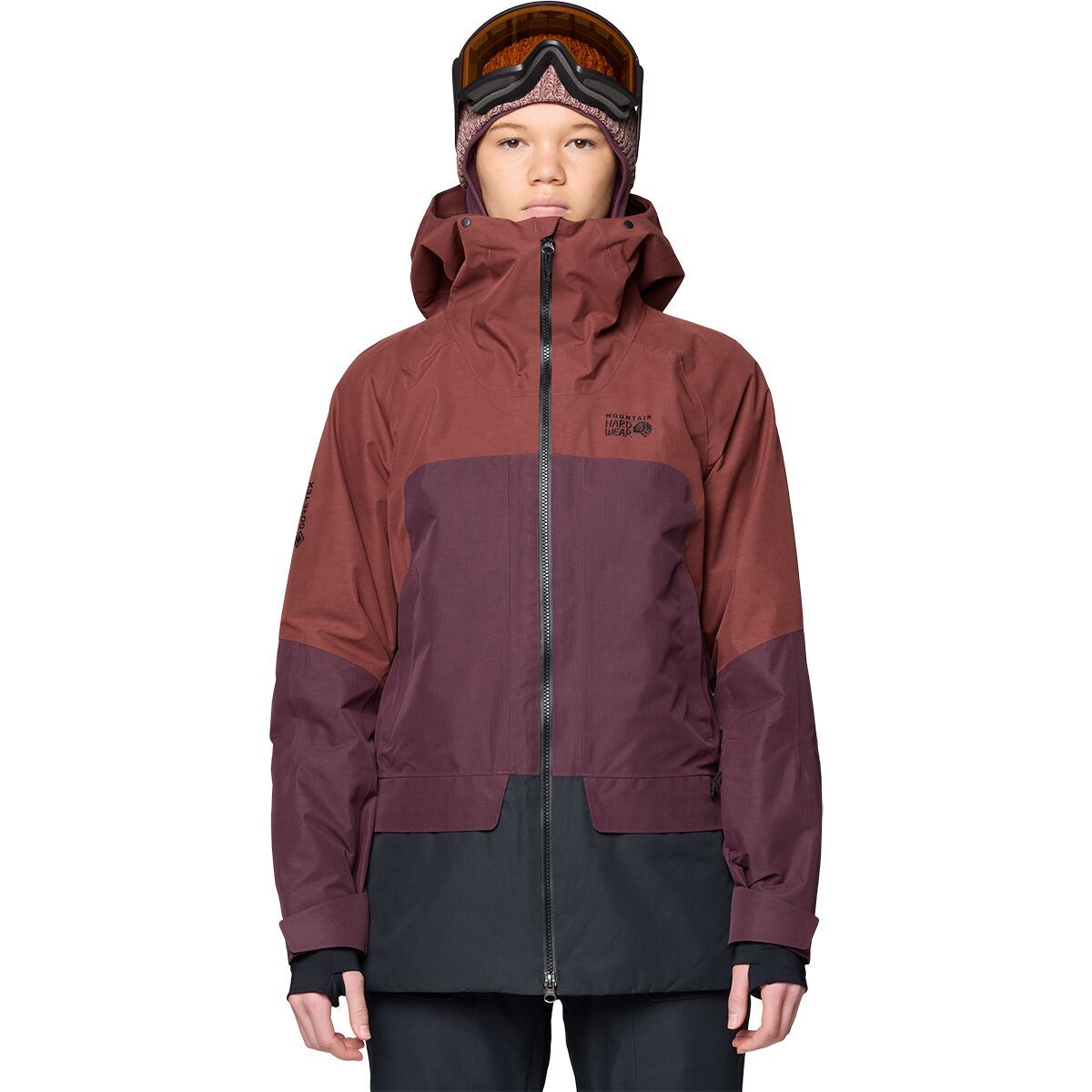 Image of Mountain Hardwear Cloud Bank GORE-TEX Jacket - Women's Bourbon Brown/Blackberry/Black, L