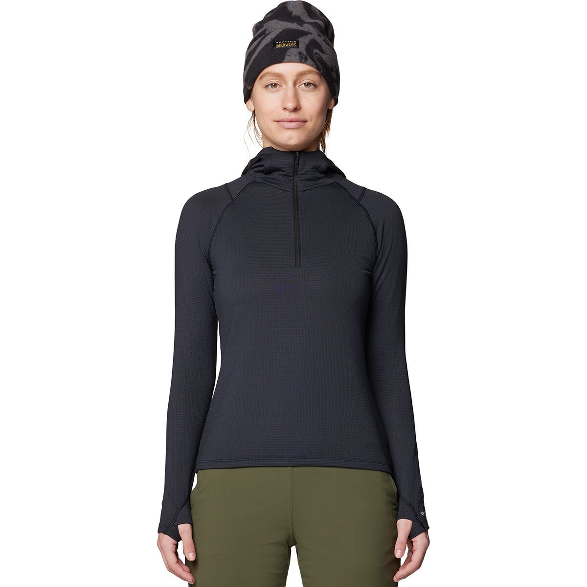 Image of Mountain Hardwear Crater Lake Heavyweight 1/2-Zip Hoodie - Women's Black, S
