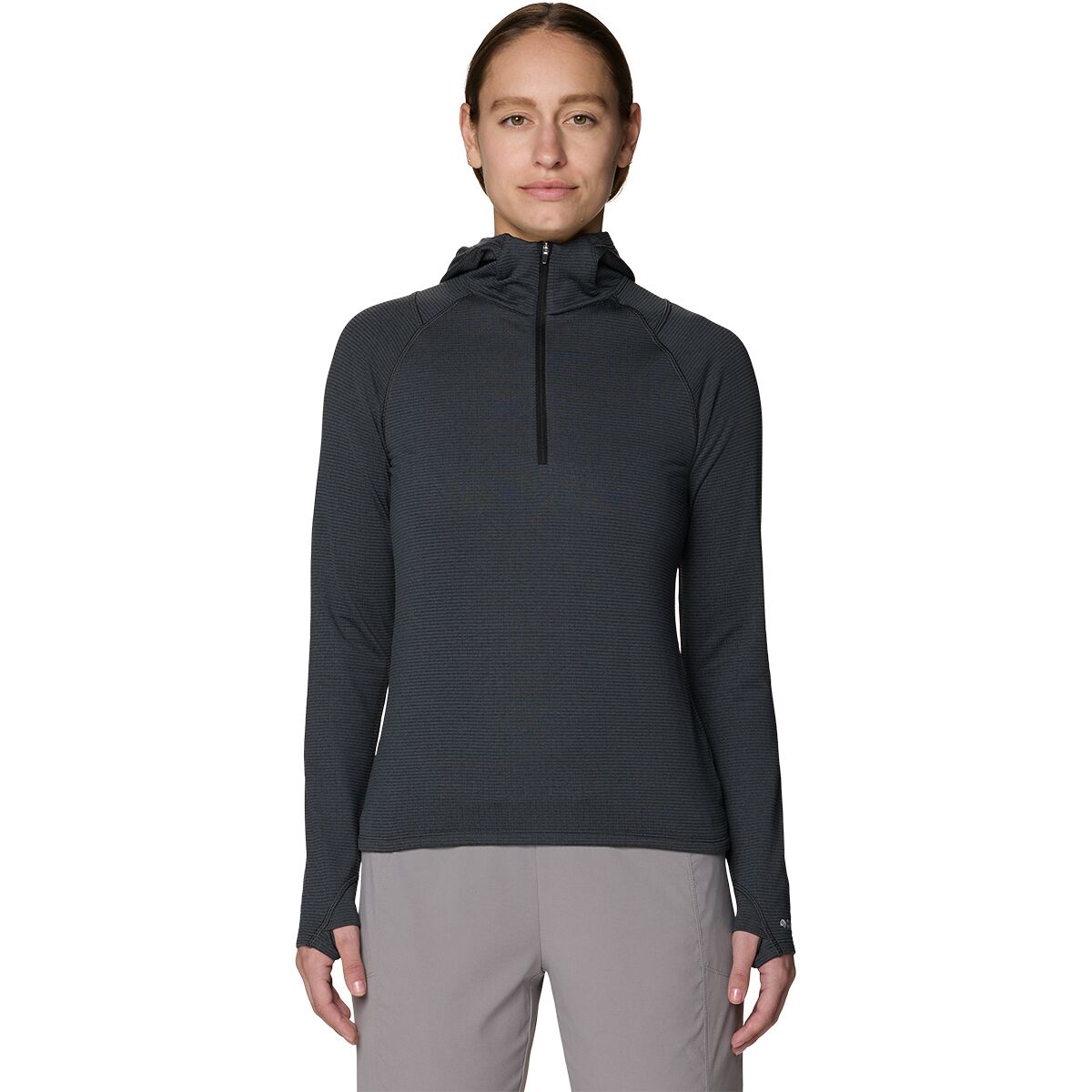 Image of Mountain Hardwear Crater Lake Heavyweight 1/2-Zip Hoodie - Women's Black/Dark Storm, M