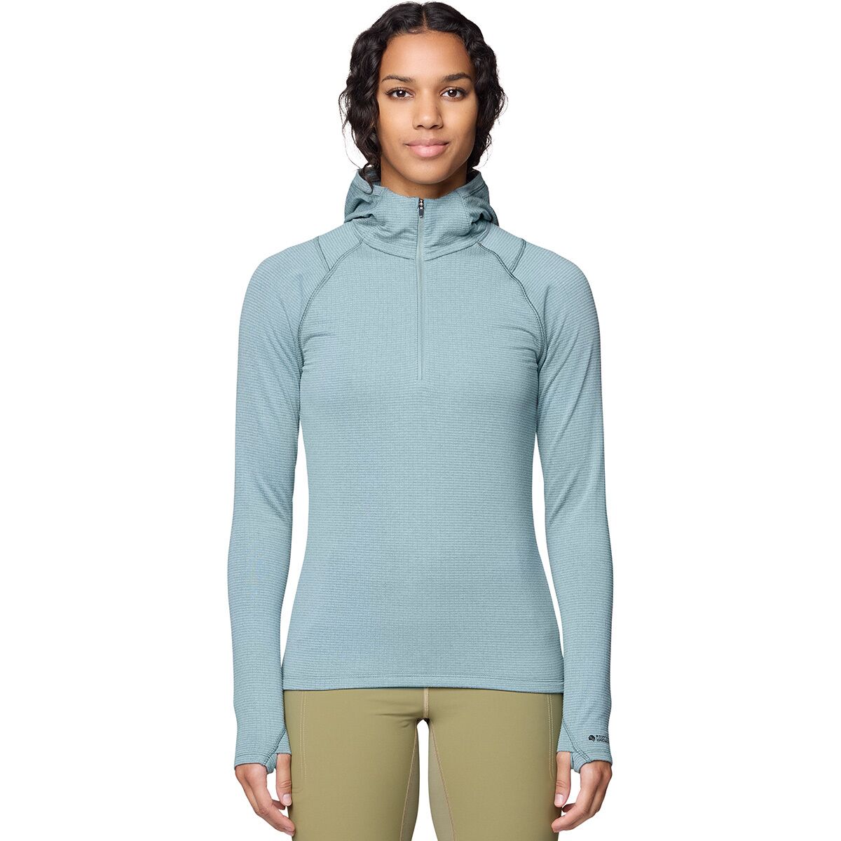Image of Mountain Hardwear Crater Lake Heavyweight 1/2-Zip Hoodie - Women's Blue Sage/Ice Shadow, M