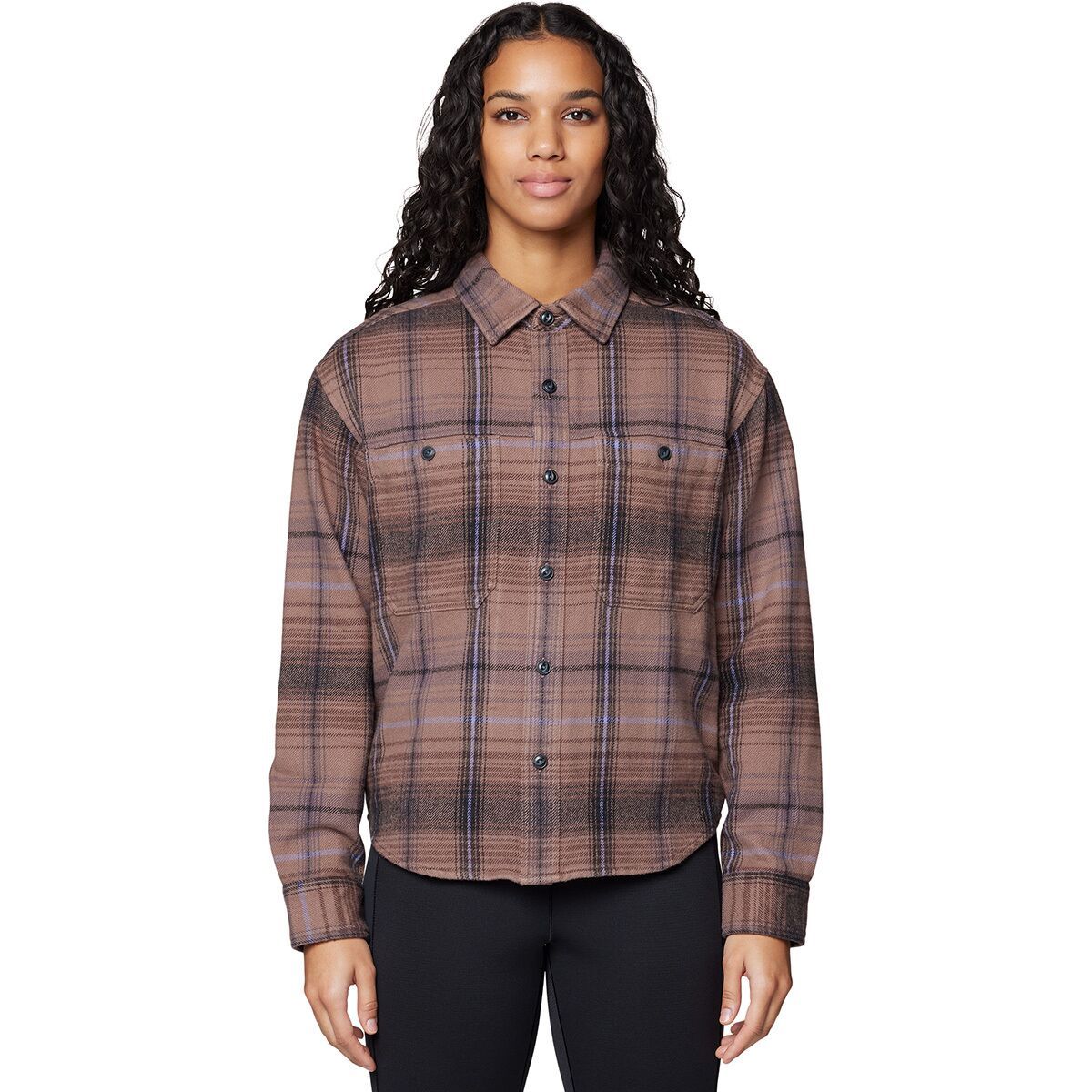 Image of Mountain Hardwear Plusher Relaxed Long-Sleeve Flannel - Women's Wild Taupe Wyoming Plaid, L