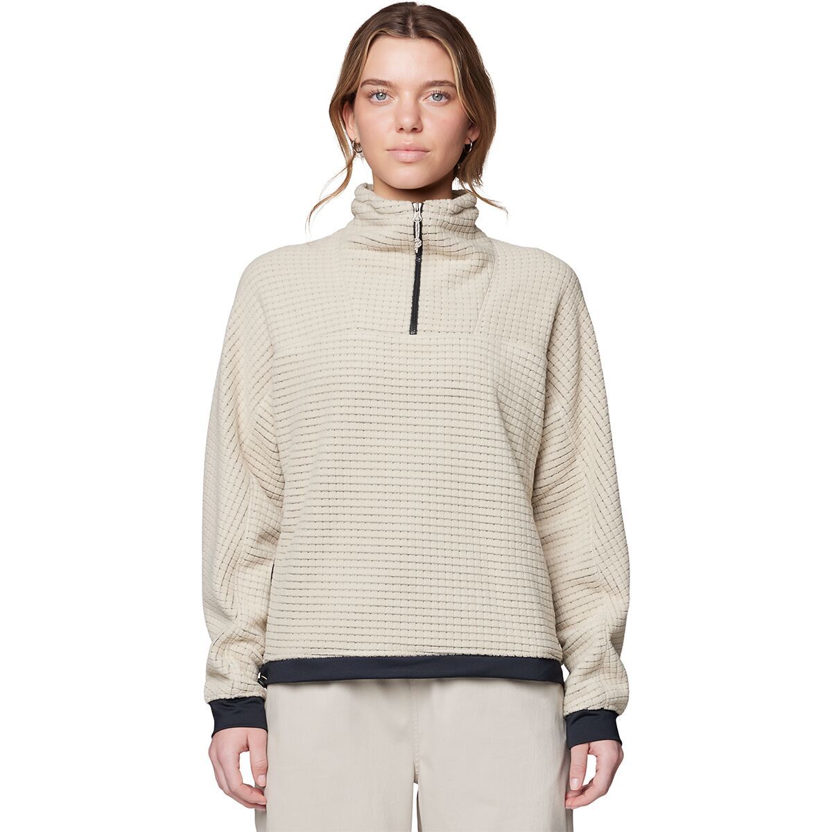 Image of Mountain Hardwear Summit Grid Big Grid 1/2-Zip Top - Women's Fossil, XL