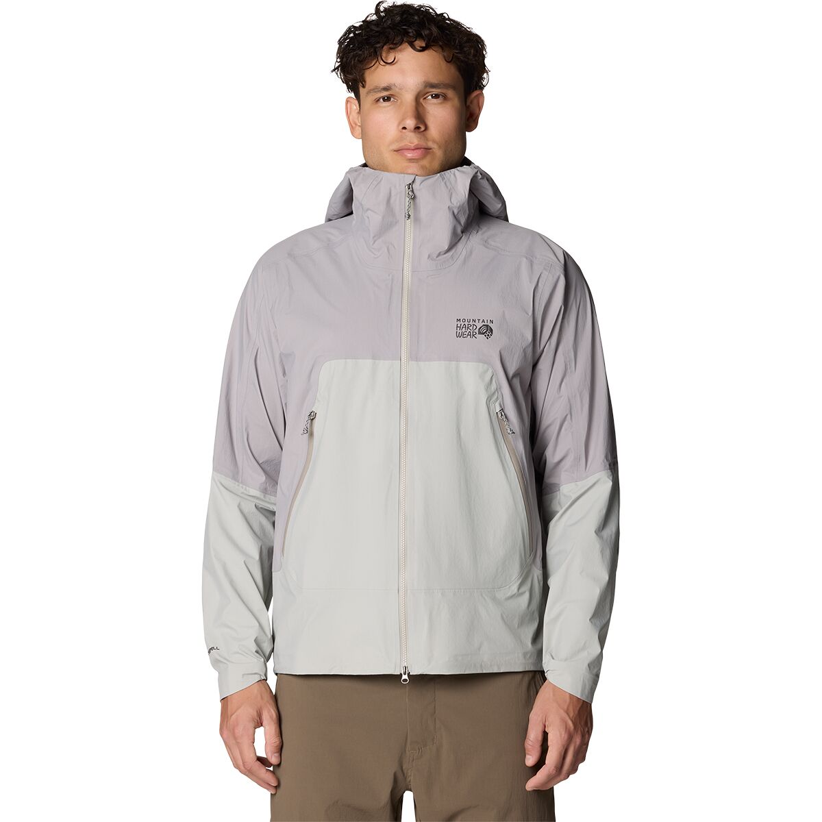 Image of Mountain Hardwear Cloud Cipher Hooded Jacket - Men's Half Moon Grey/Approaching Storm, M