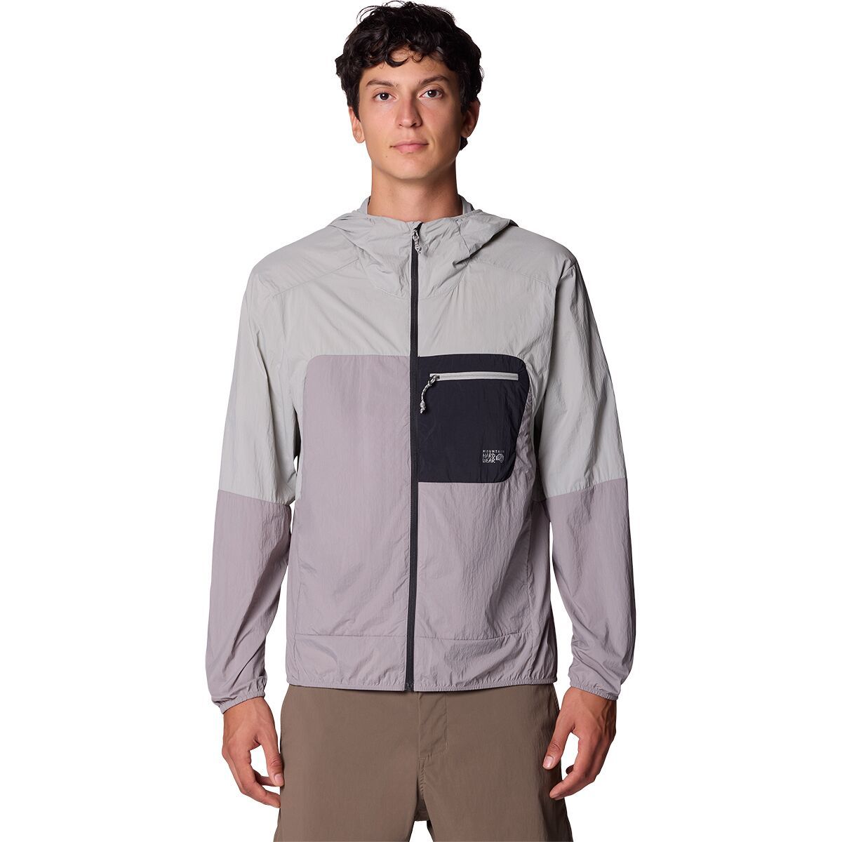 Image of Mountain Hardwear Wind Veil Hooded Jacket - Men's Approaching Storm/Half Moon Grey, L