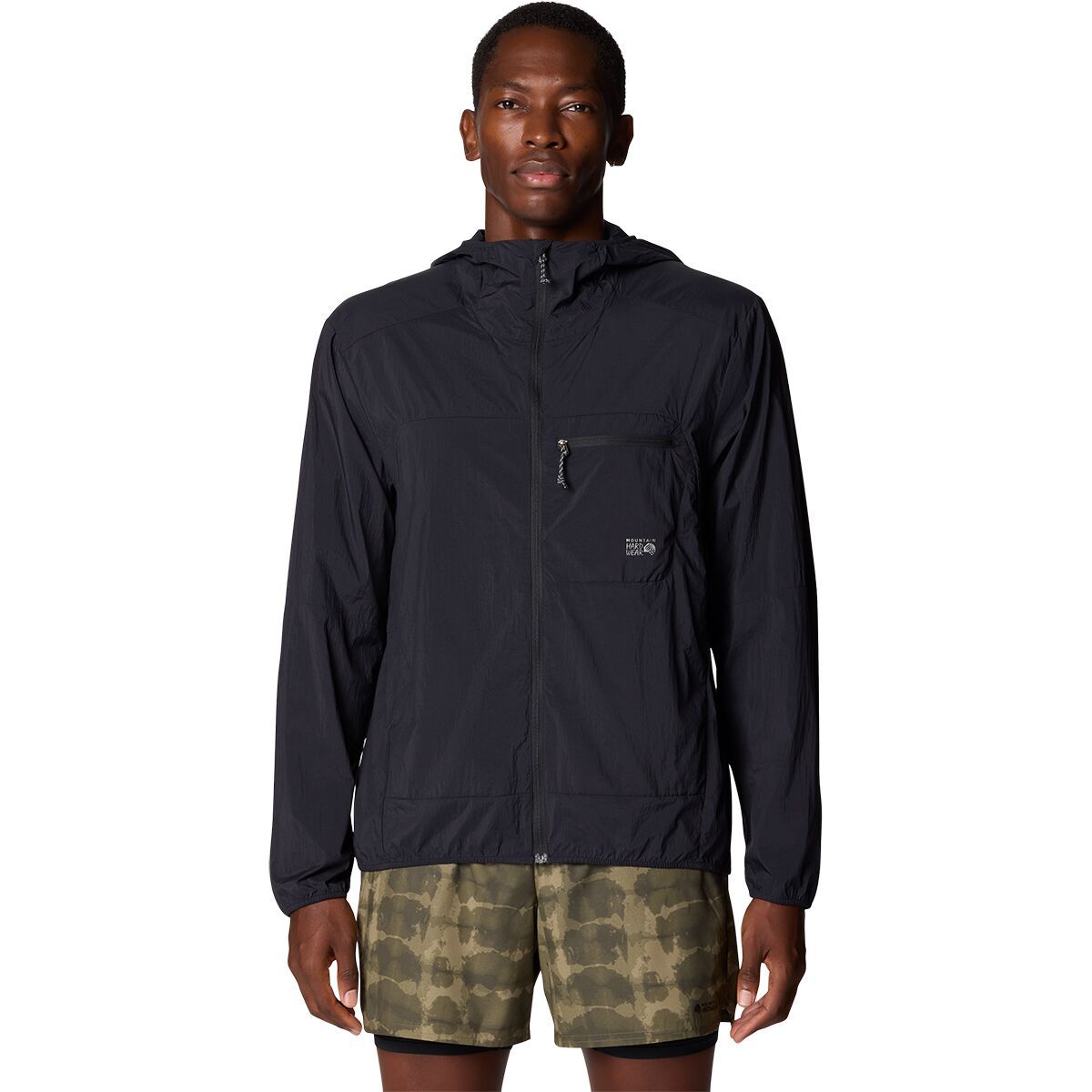 Image of Mountain Hardwear Wind Veil Hooded Jacket - Men's Black, L