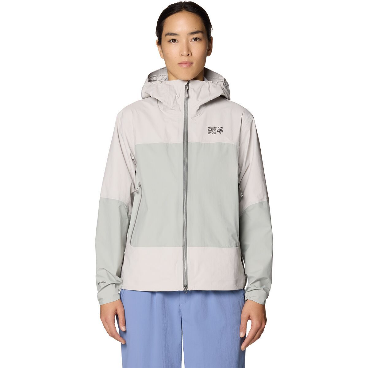 Image of Mountain Hardwear Cloud Cipher Hooded Jacket - Women's City Fog/Half Moon Grey, L
