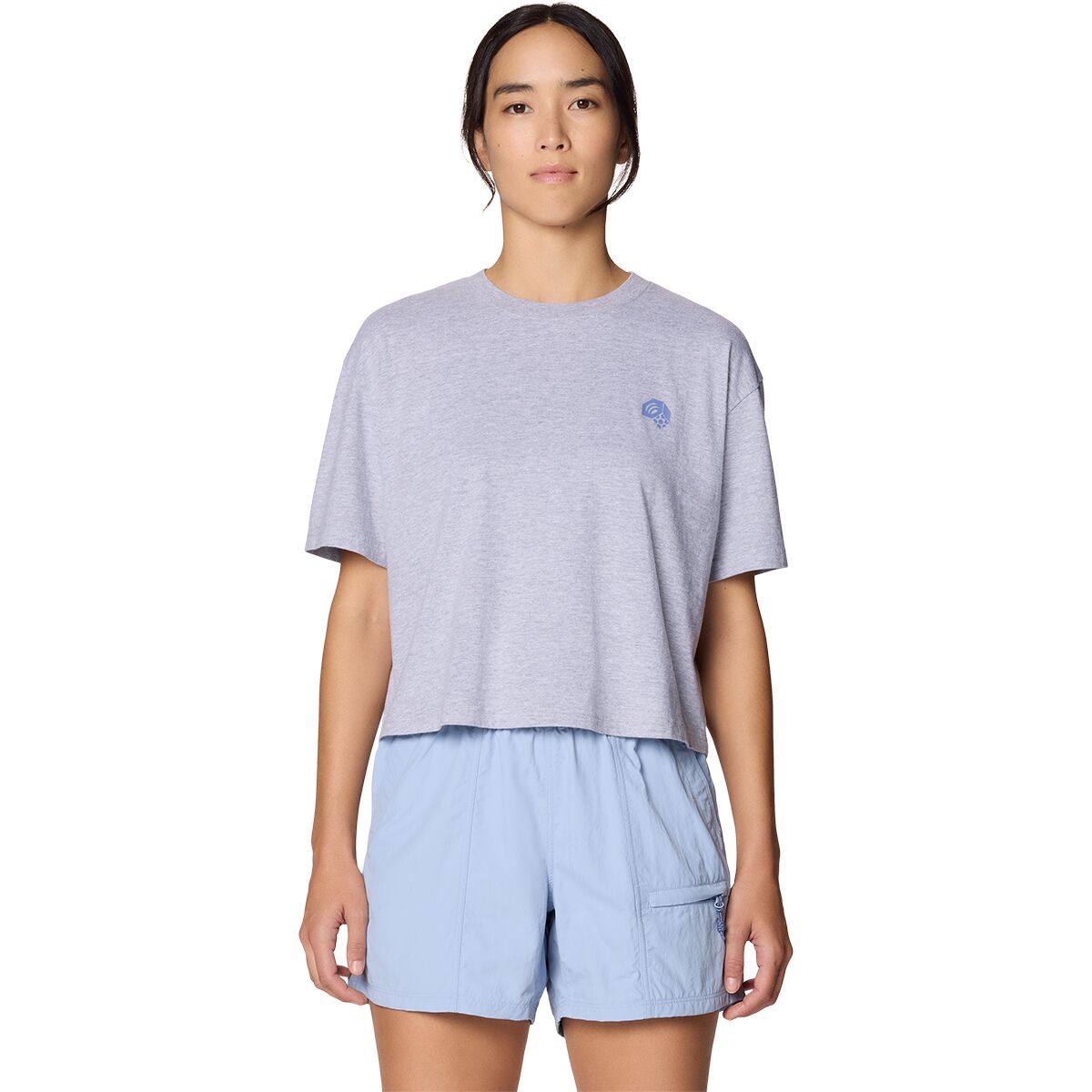 Image of Mountain Hardwear Fossils Boxy Crop Top - Women's Hardwear Grey Heather, L