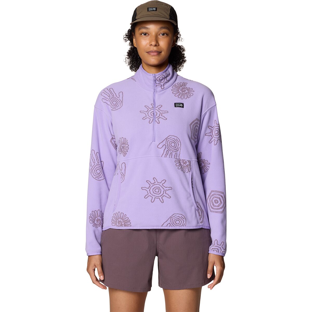 Image of Mountain Hardwear Microchill 1/2-Zip Pullover - Women's Harbor Violet Screens Print, XS