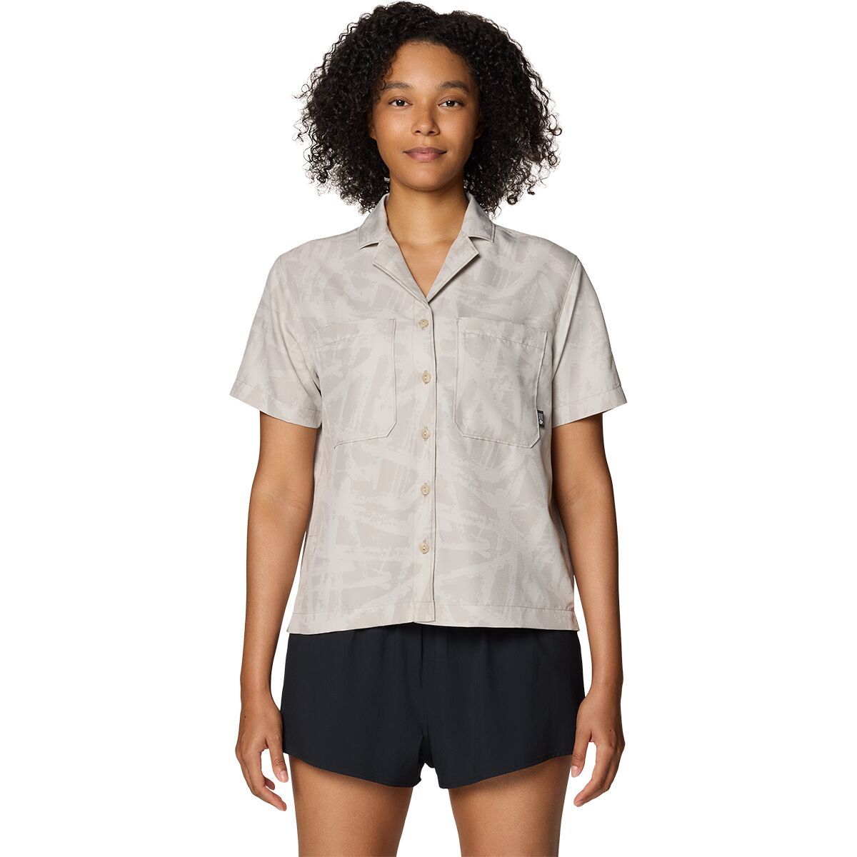 Image of Mountain Hardwear Sun Drift Cooling Short-Sleeve Shirt - Women's City Fog Brushstrokes Print, XS