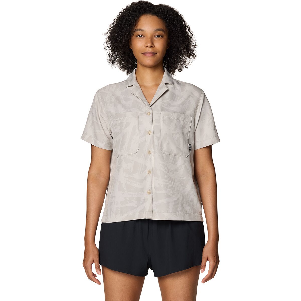 Image of Mountain Hardwear Sun Drift Cooling Short-Sleeve Shirt - Women's City Fog Brushstrokes Print, L