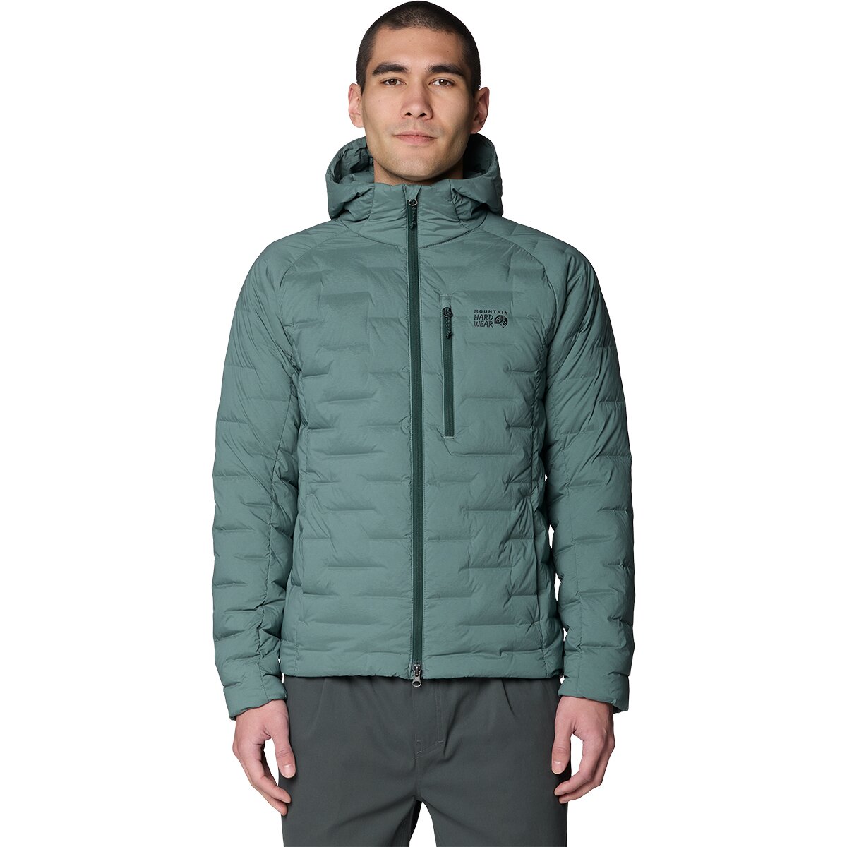 Image of Mountain Hardwear StretchDown Hooded Jacket - Men's Thunderhead Grey, XL