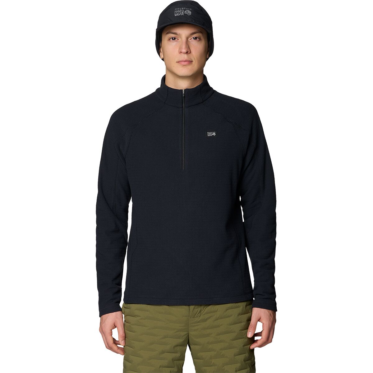 Image of Mountain Hardwear Summit Grid 1/2-Zip Fleece Jacket - Men's Black, S