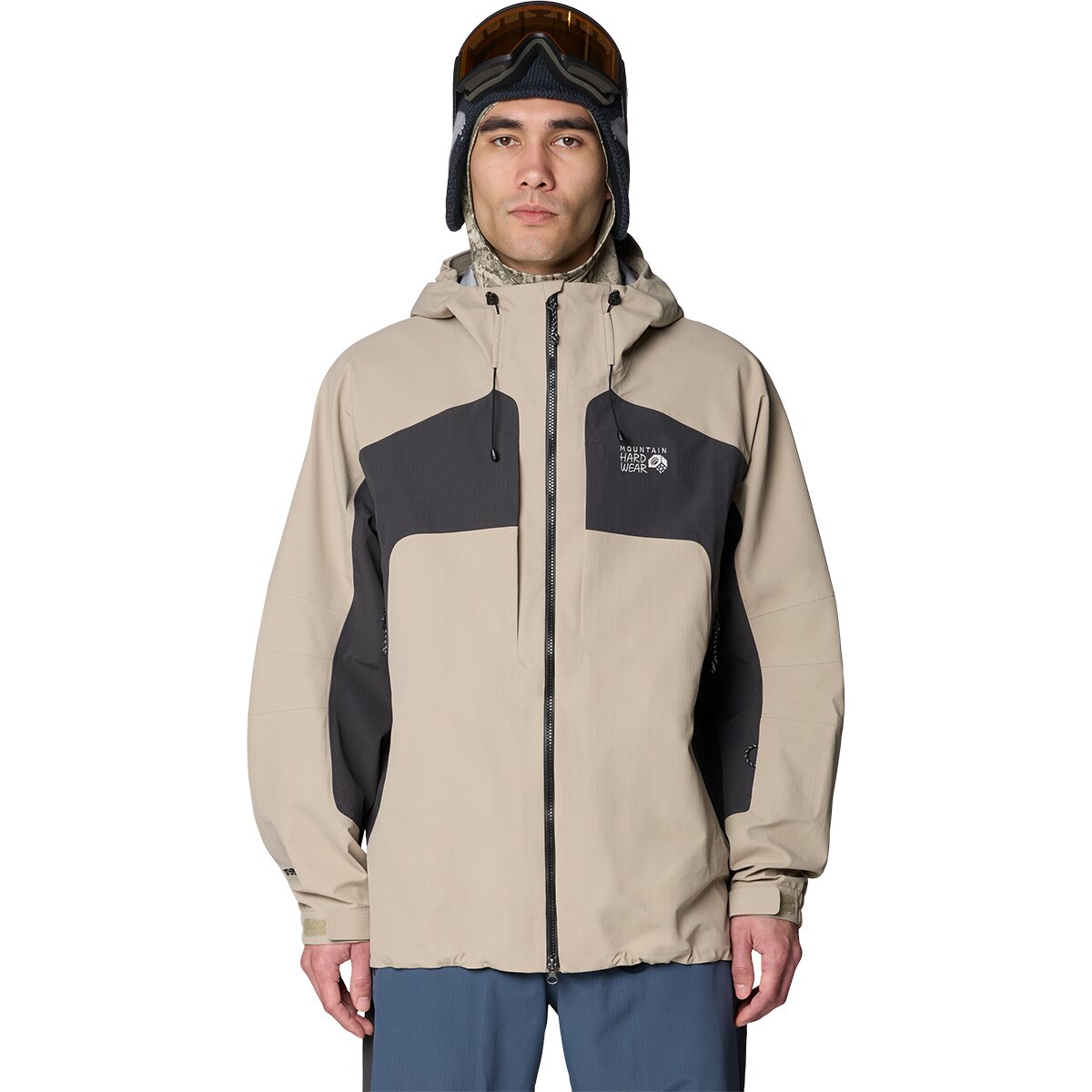 Image of Mountain Hardwear Warp Factor 3L Hooded Jacket - Men's Badlands/Shark, XL