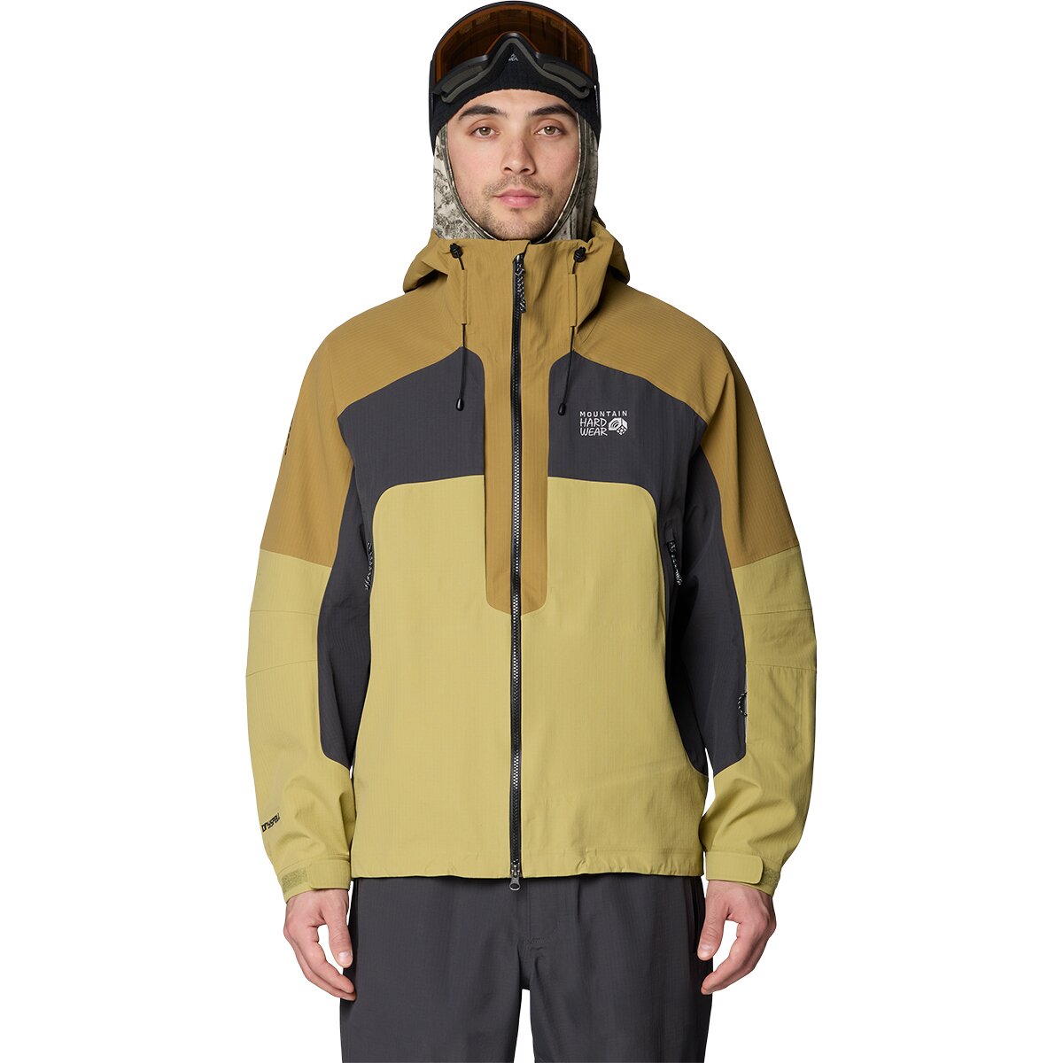 Image of Mountain Hardwear Warp Factor 3L Hooded Jacket - Men's Forest Moss/Grassland/Shark, XXL