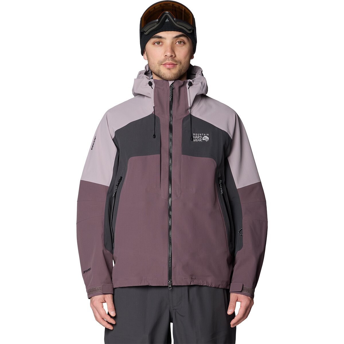 Image of Mountain Hardwear Warp Factor 3L Hooded Jacket - Men's Purple Sage/Mystic Purple/Shark, XXL