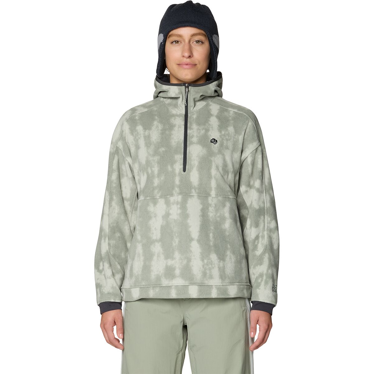 Image of Mountain Hardwear Apres Pro Fleece Hoodie - Women's Silt Grey Shadowdye Print, XL