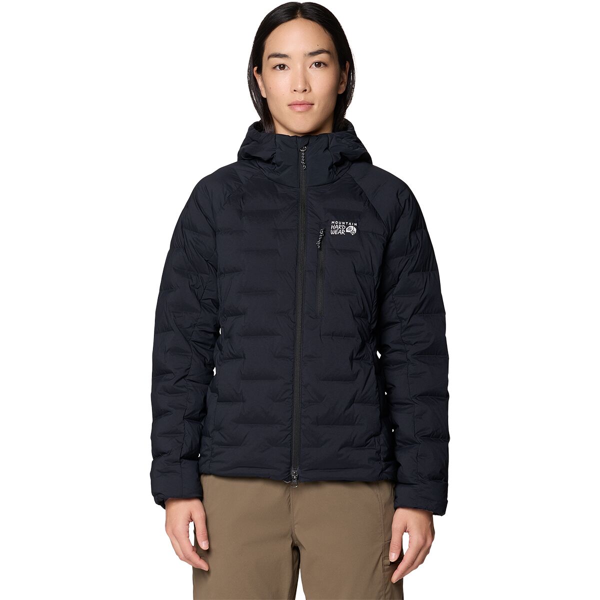 Image of Mountain Hardwear Stretchdown Hooded Jacket - Women's Black, XL