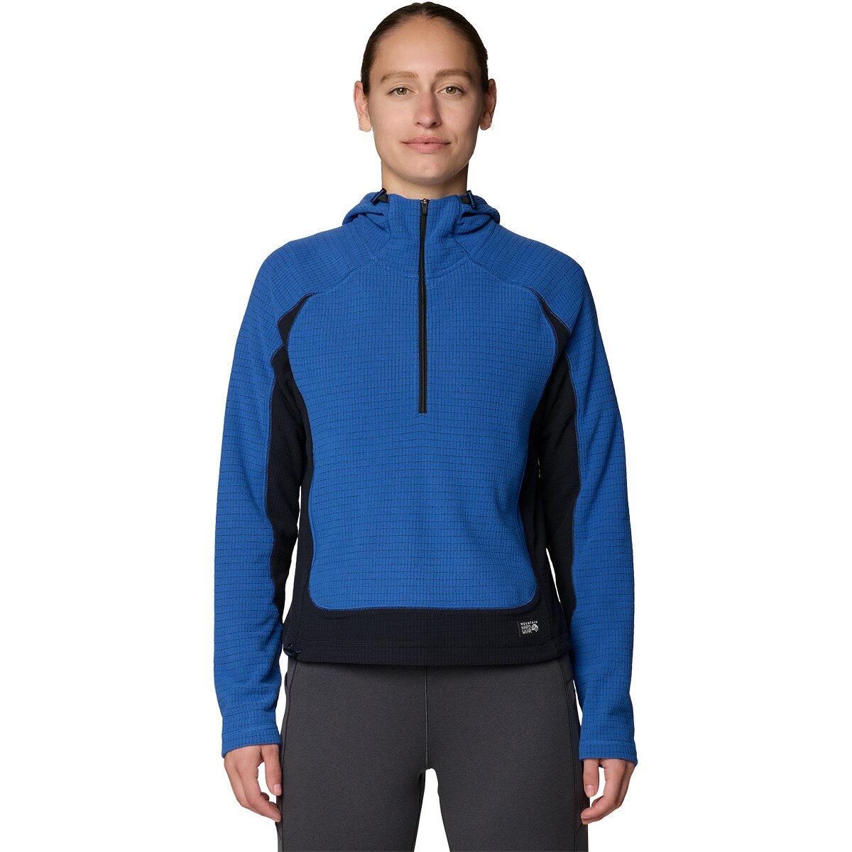 Image of Mountain Hardwear Summit Grid 1/2-Zip Hoodie - Women's Berry Blue/Black, XS