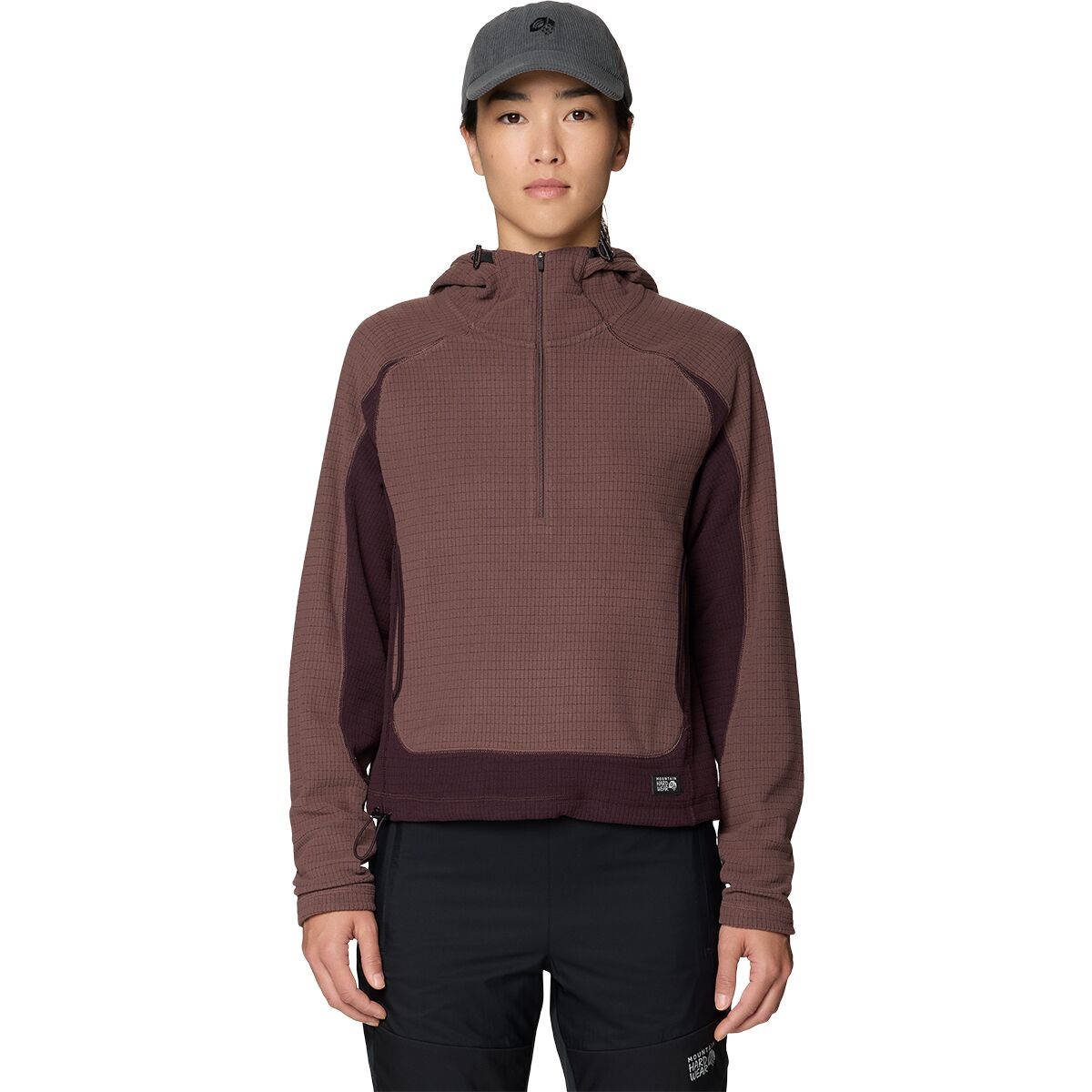 Image of Mountain Hardwear Summit Grid 1/2-Zip Hoodie - Women's Carob/Deep Mulberry, XL