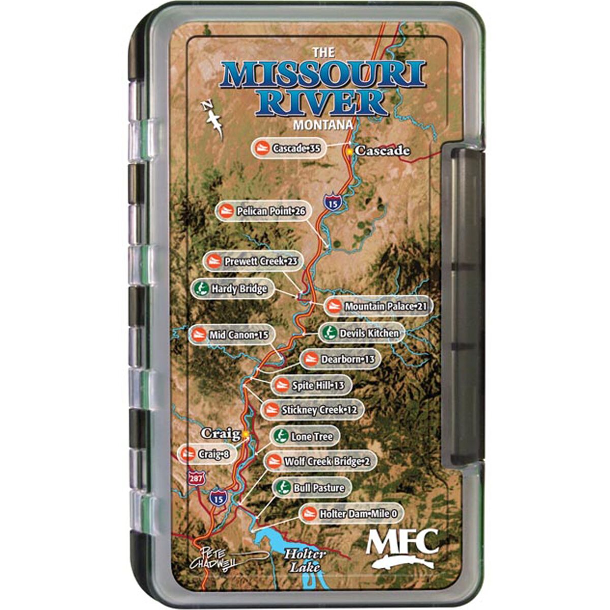 Montana Fly Company Waterproof Fly Box Missouri River Map, Large product image