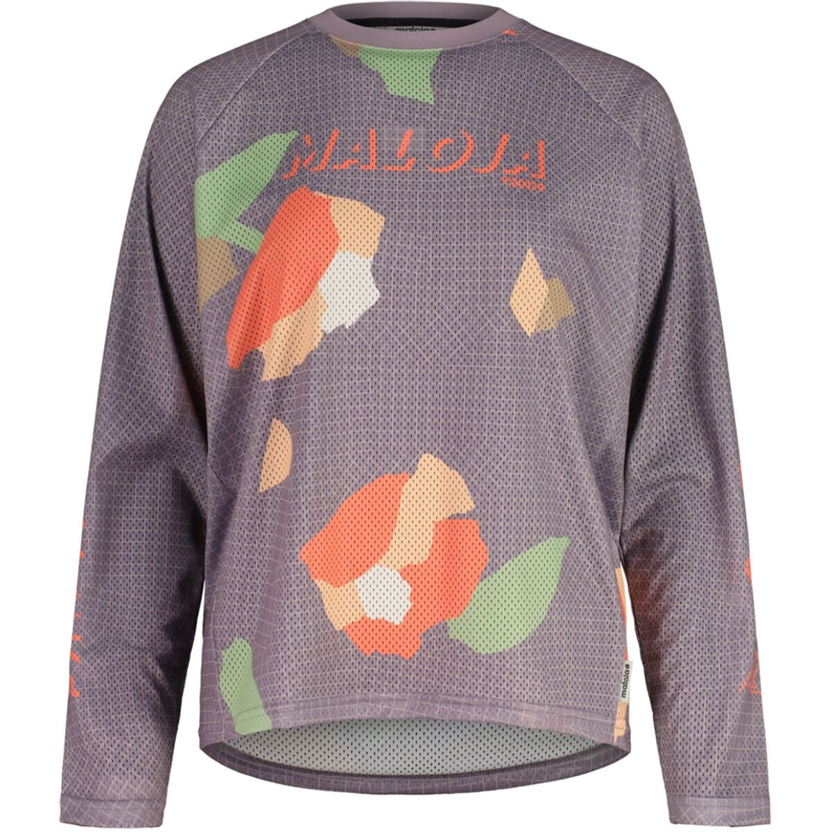 Image of Maloja FurculaM Long-Sleeve Mountain Bike Jersey - Women's Smoky Purple Grid Fieldflower, M